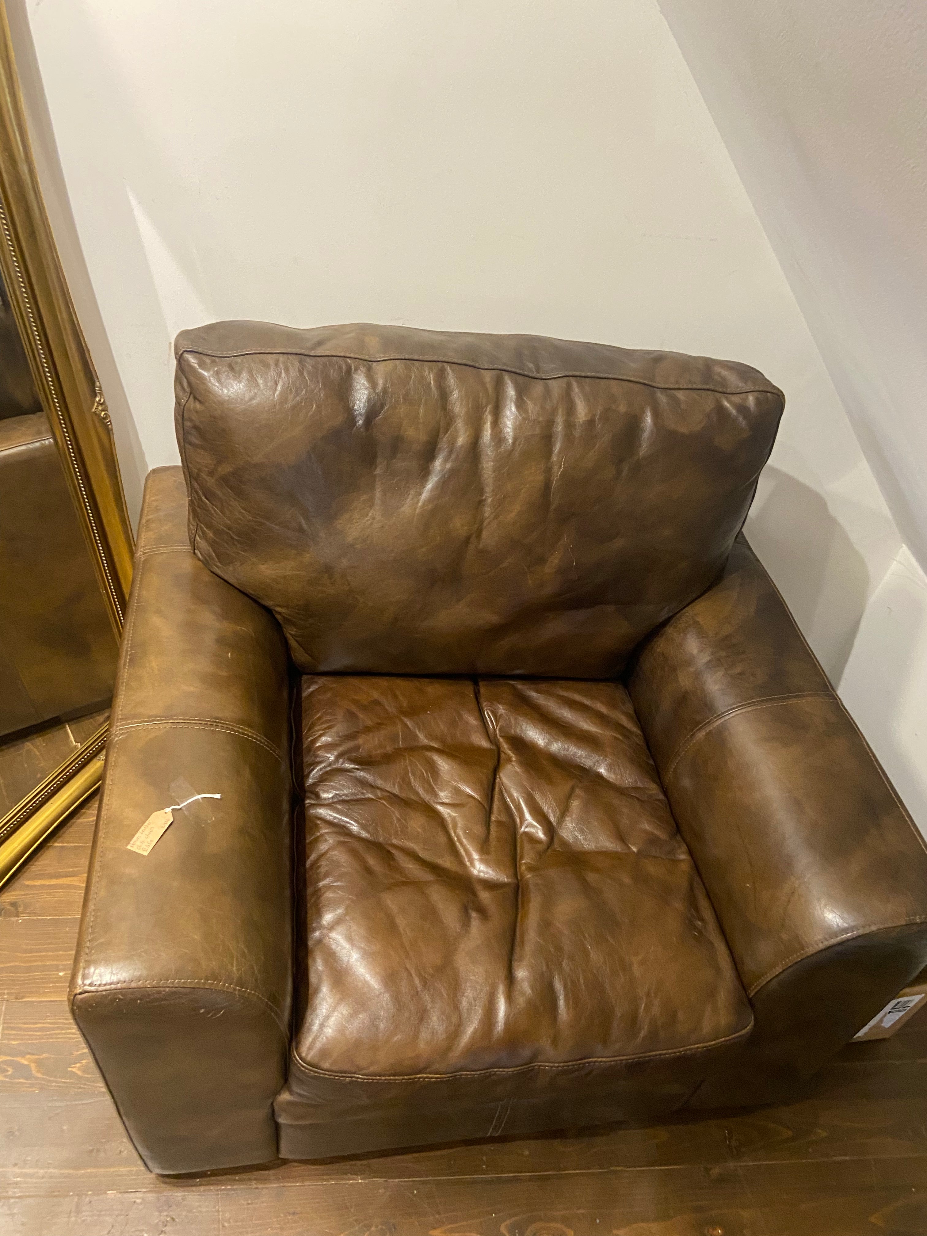 Victorian Brown Leather Club Chair — Good Original Condition