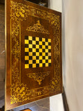 Antique Portuguese Brass Inlay Chess Table, Early 20th Century