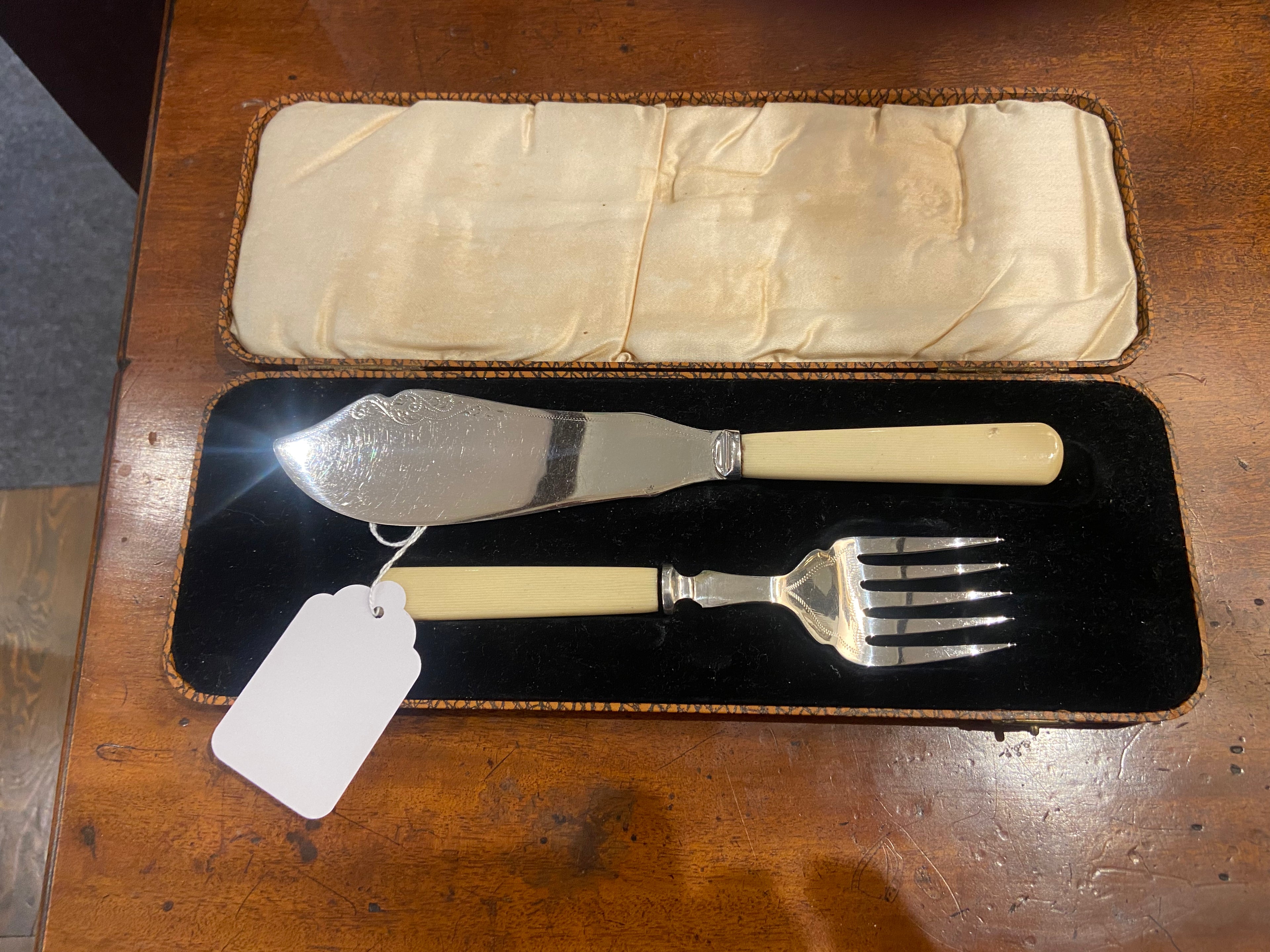 Antique Fish Server Knife and Fork Set