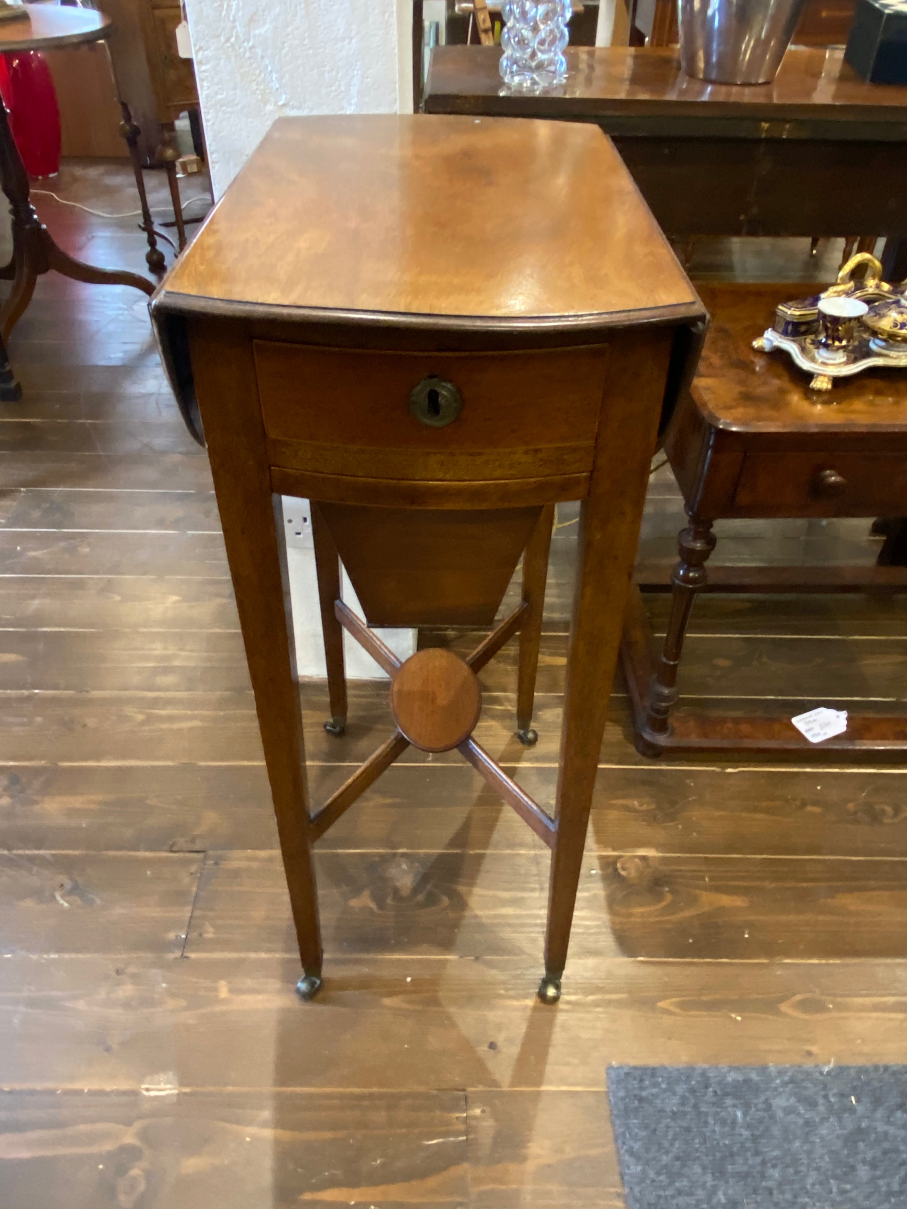 Early Victorian Sewing Work Table with Underside Storage
