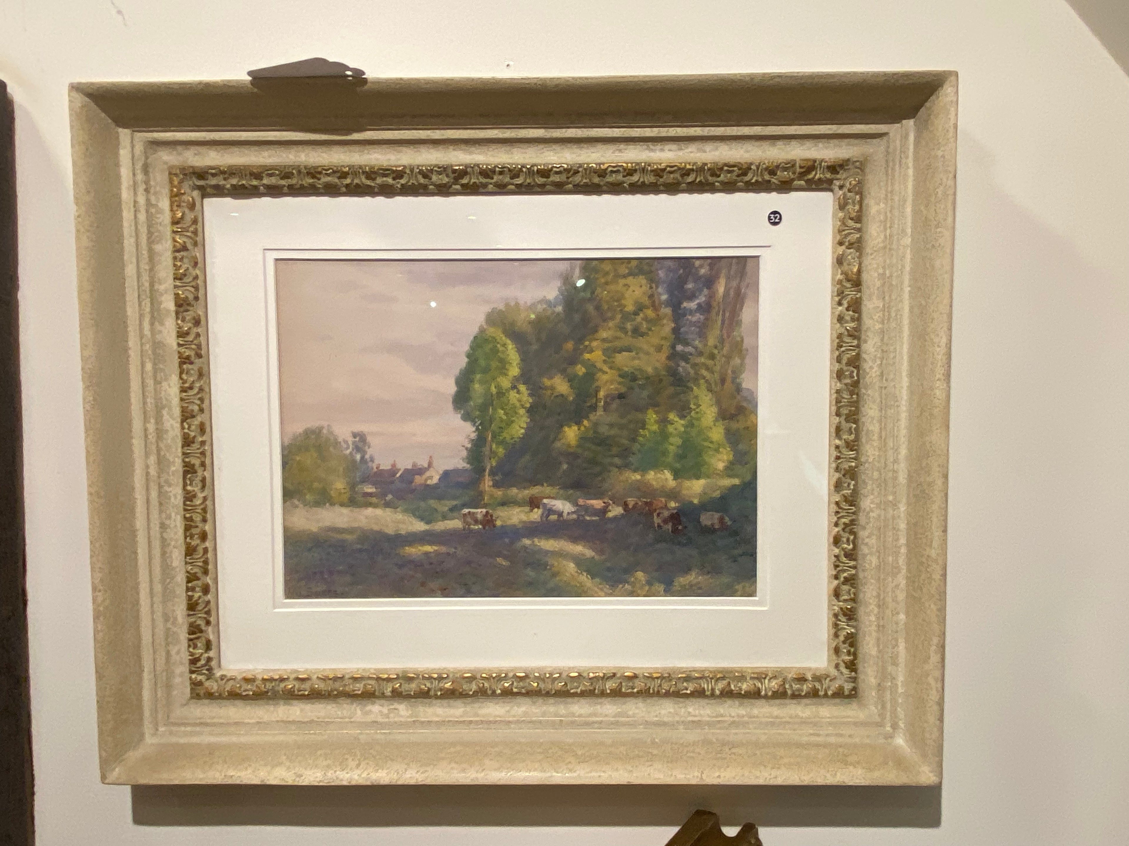 "Cattle Grazing in Dappled Sunlight" by Henry Sykes c.1920 — Signed Original Watercolour