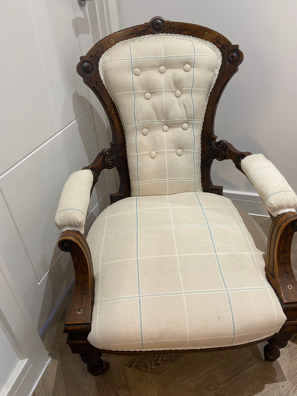 Early Victorian Gentleman's & Ladies Armchairs — Matched Pair, c.1850