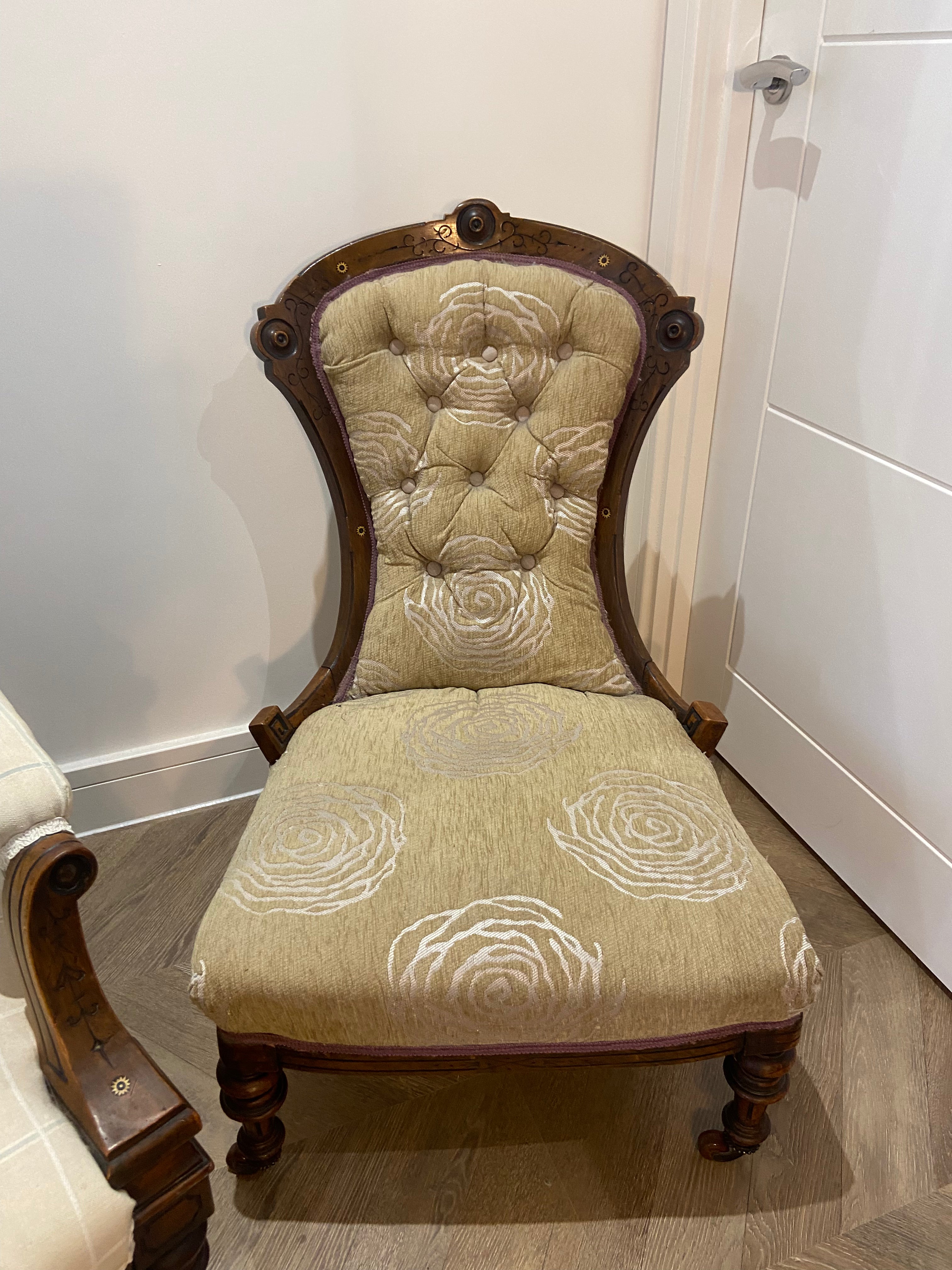 Early Victorian Gentleman's & Ladies Armchairs — Matched Pair, c.1850