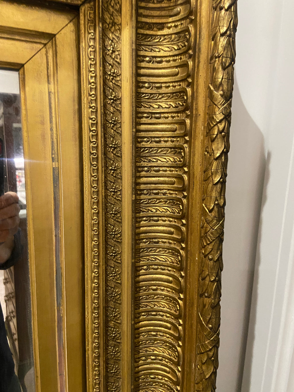 Late 18th Century Gilt Gesso Picture Frame Mirror with Period Plate
