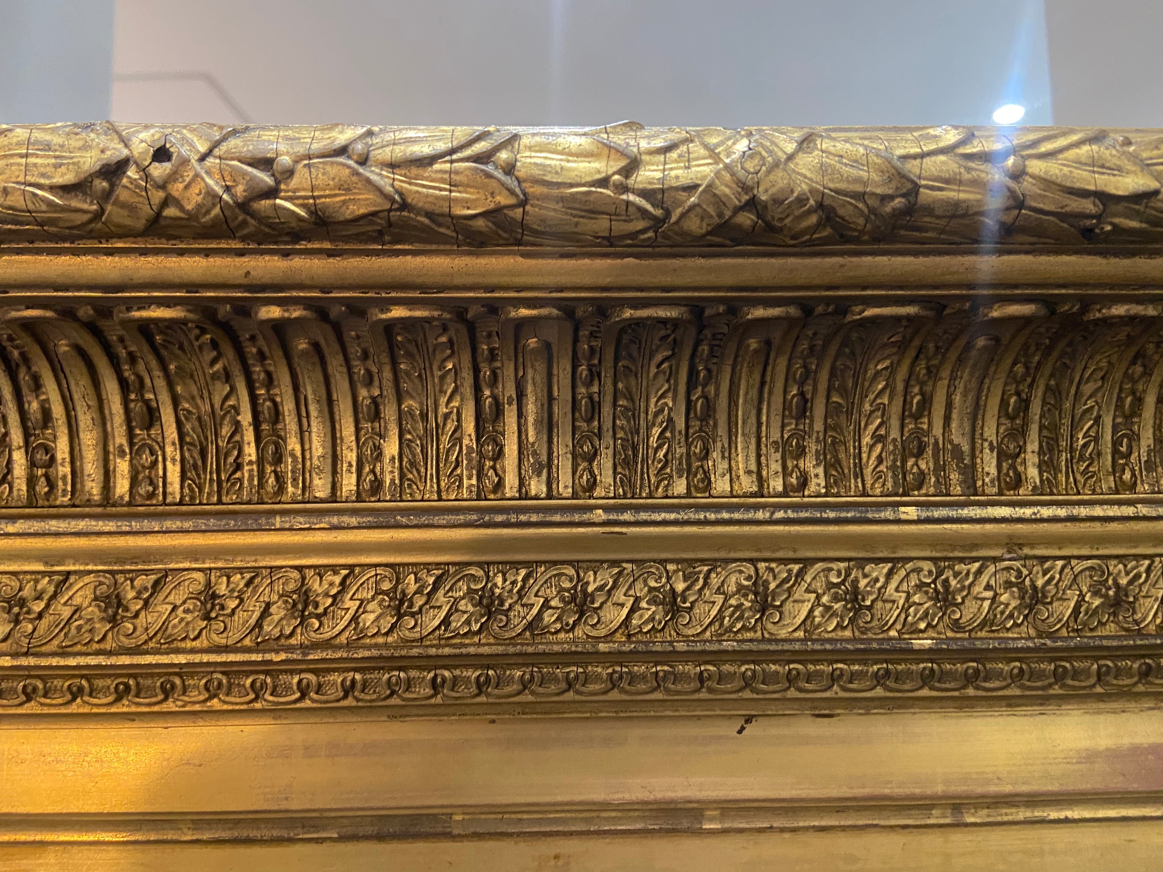 Late 18th Century Gilt Gesso Picture Frame Mirror with Period Plate