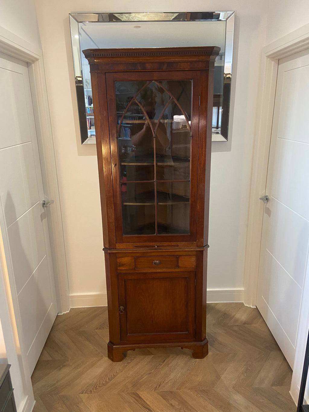 Antique Corner Display Cabinet with Glazed Doors