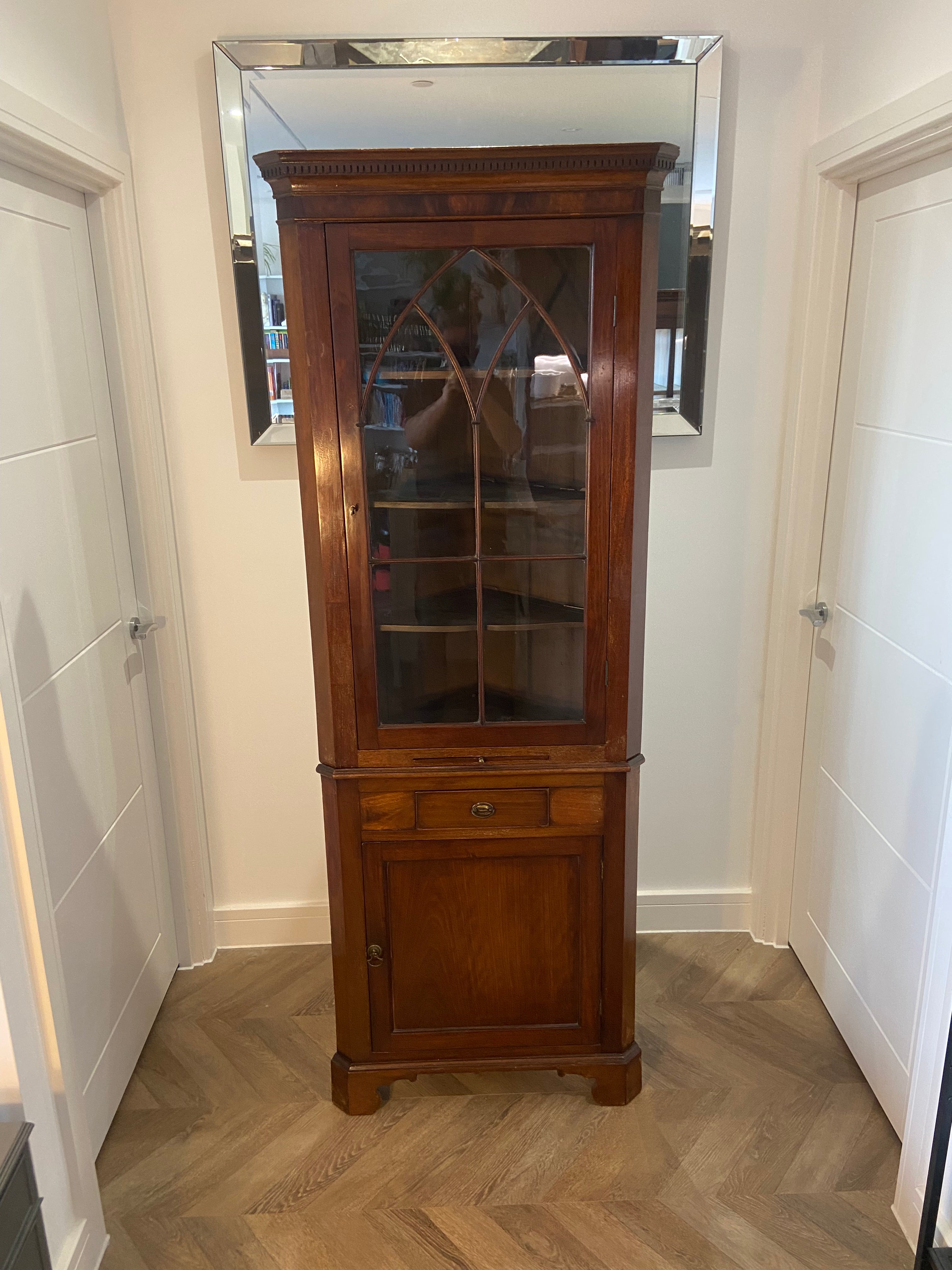 Antique Corner Display Cabinet with Glazed Doors